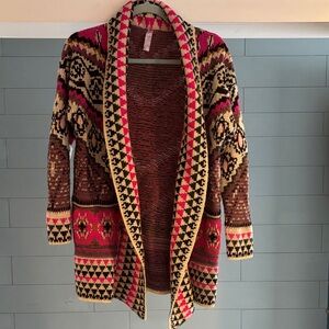 Alya Pink and Black Patterned Cardigan